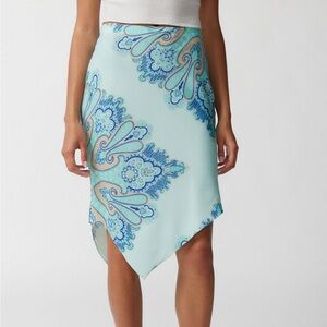 ❤️‍🔥BOGO FREE urban outfitters blue paisley aqua satin handkerchief midi skirt